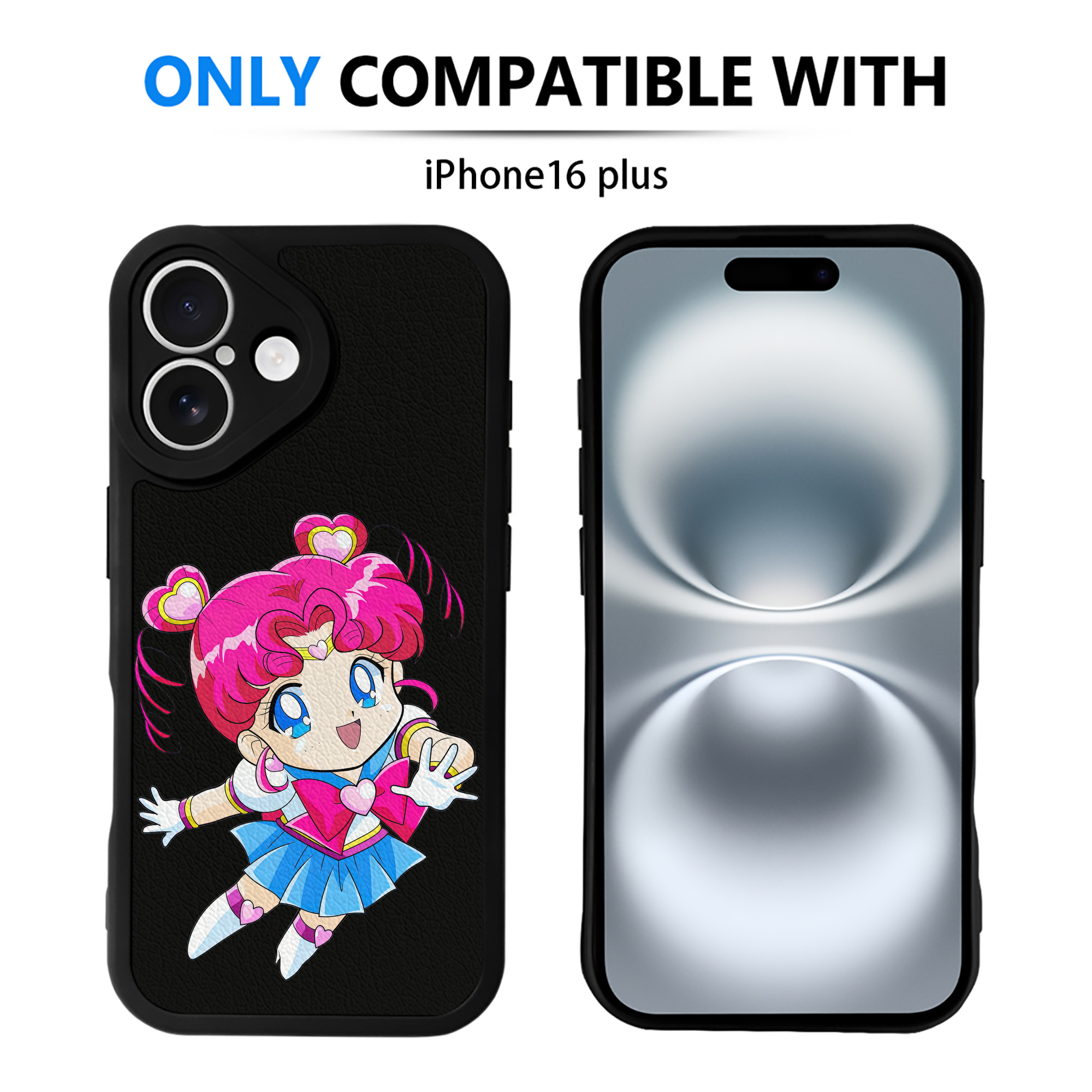 （画像用） 美少女戦士セーラームーン ちびうさ Sailor Moon Chibiusa Tsukino Usagi Small Lady Serenity 【iPhone 16シリーズ対応】シリコンスマホケース（レザー調） 材質：シリコン